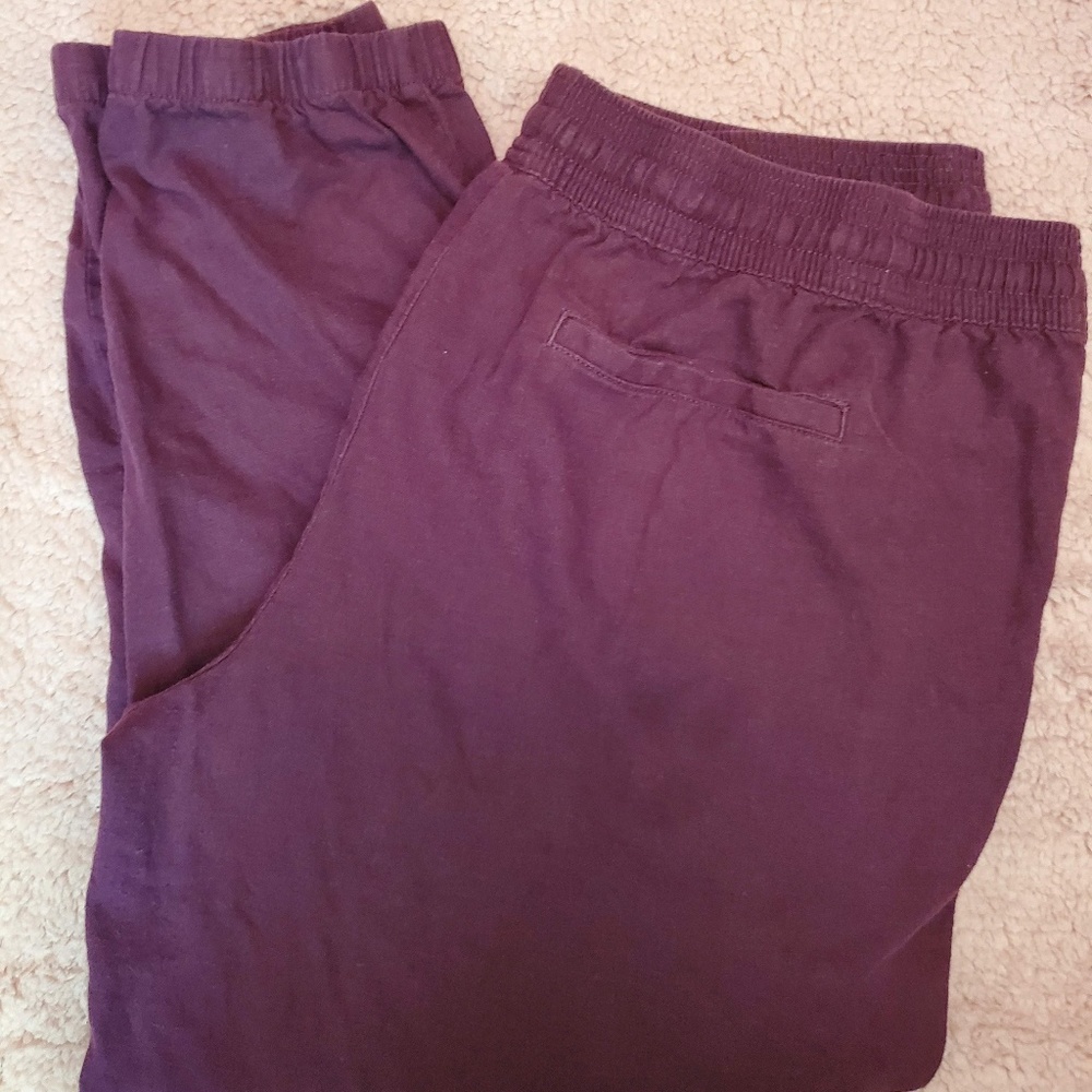 Time & Tru Linen Blend Drawstring Joggers
